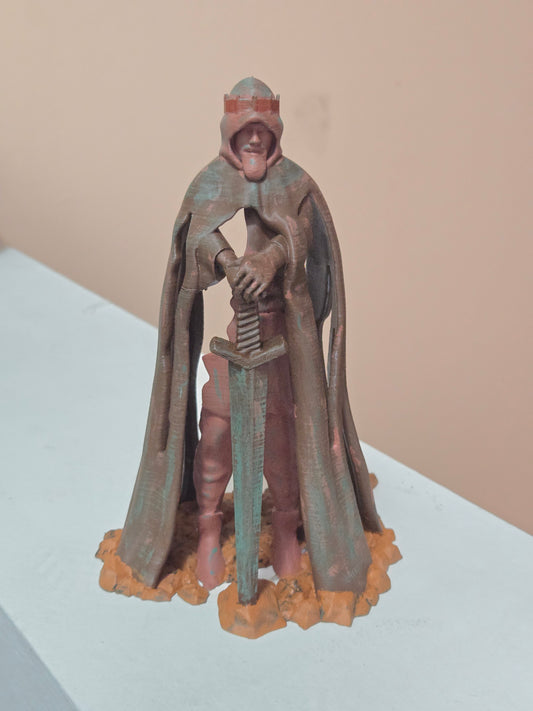 3D Printed King Arthur Figurine – Medieval Fantasy Collectible Statue
