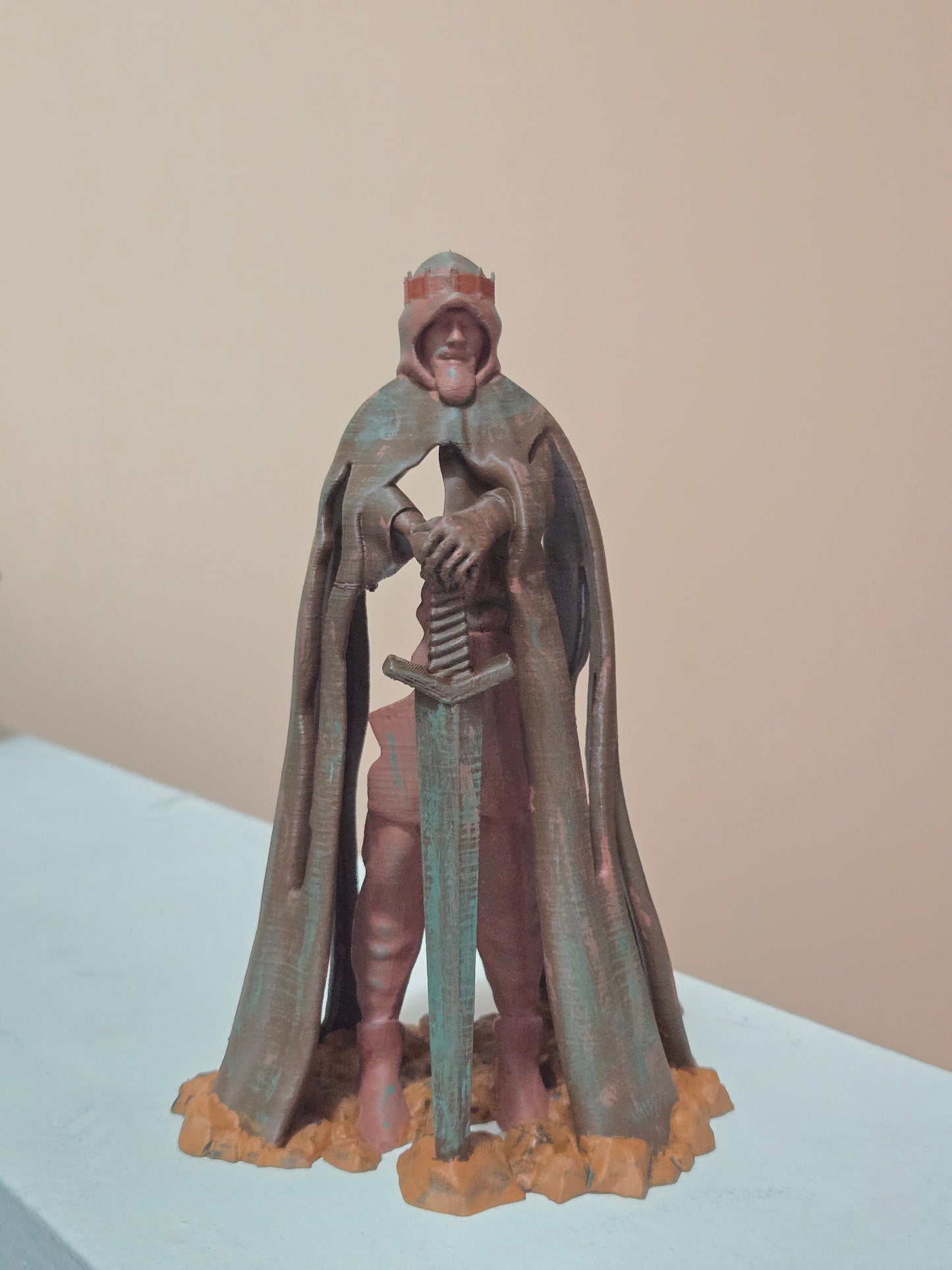 3D Printed King Arthur Figurine – Medieval Fantasy Collectible Statue