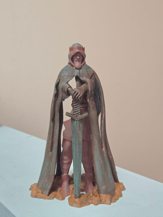 3D Printed King Arthur Figurine – Medieval Fantasy Collectible Statue