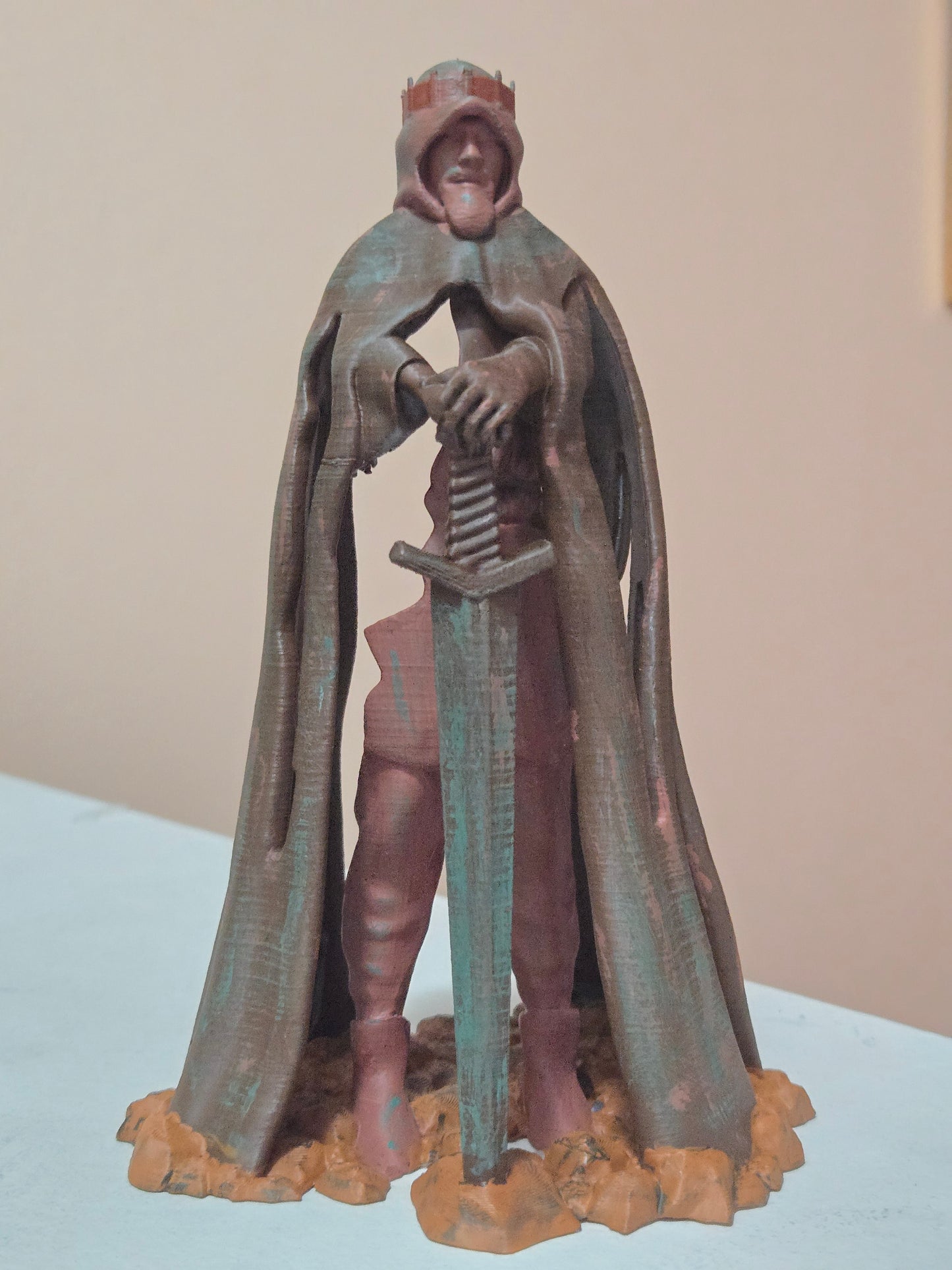 3D Printed King Arthur Figurine – Medieval Fantasy Collectible Statue