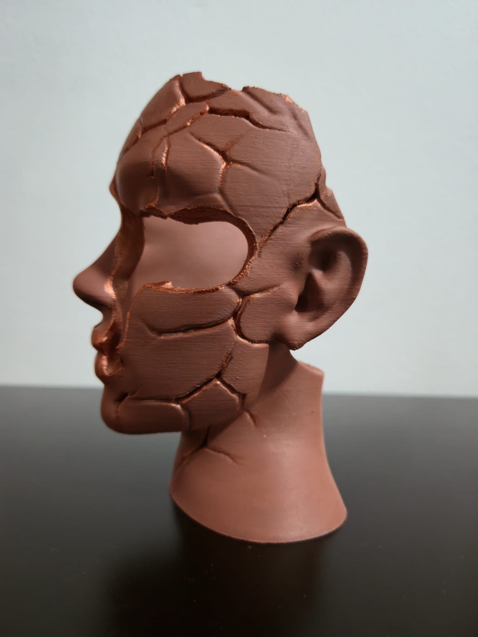 3D Декоративна Скулптура Скршено Лице – Модерна Уметност со Метален Ефект