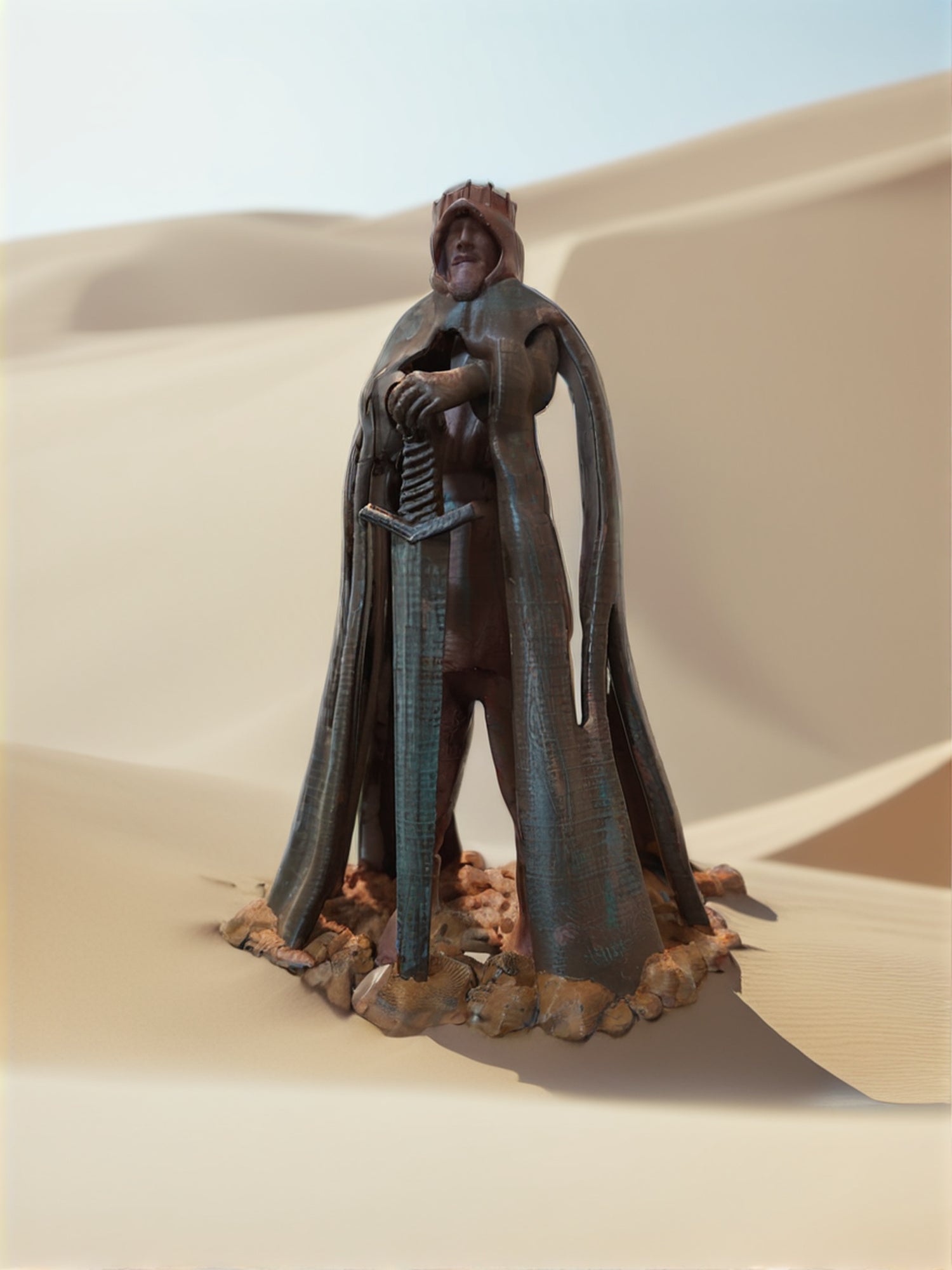 3D Printed King Arthur Figurine – Medieval Fantasy Collectible Statue